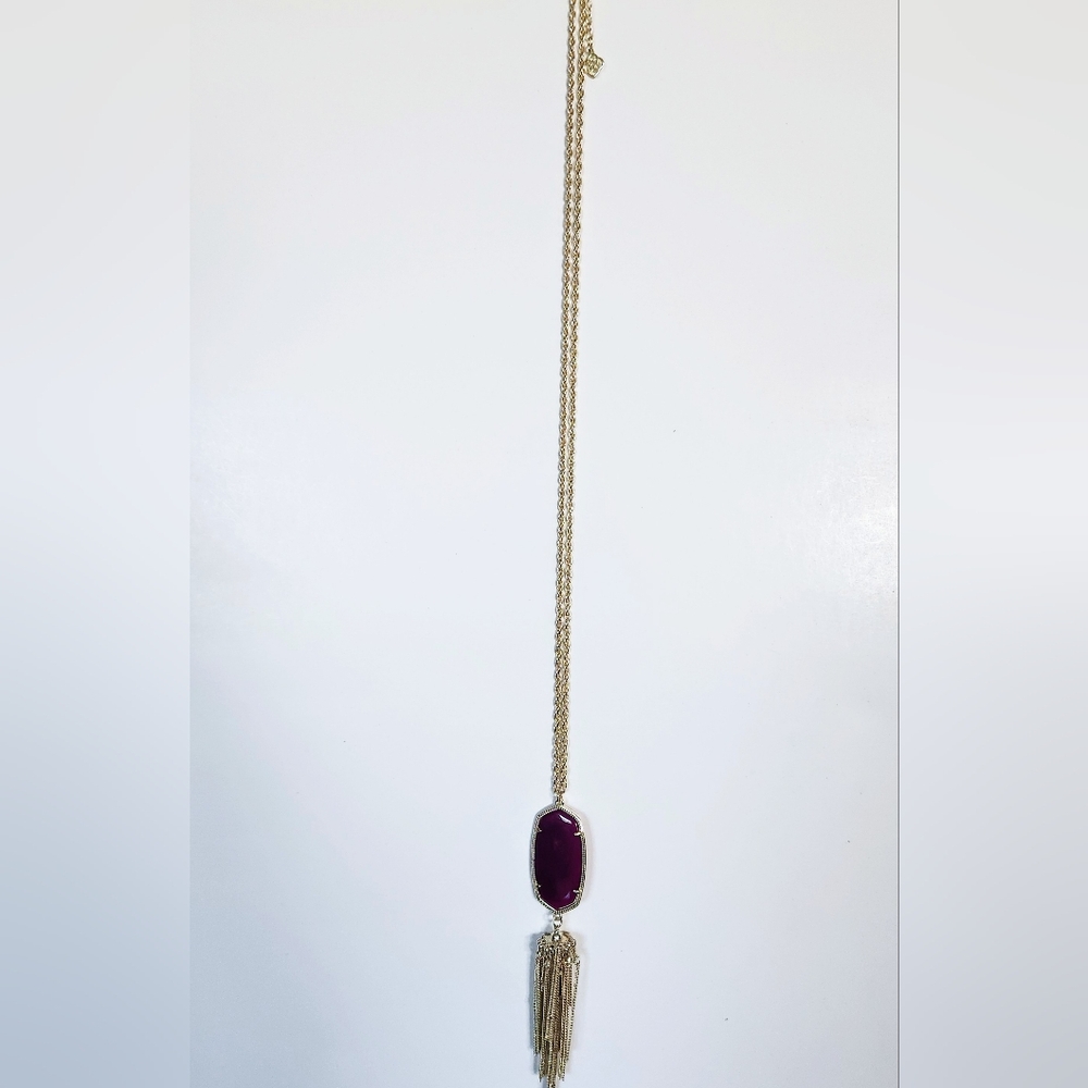 ✨️Kendra Scott Rayne Gold Necklace with Deep Purple Stone NWT✨️ - Picture 4 of 5